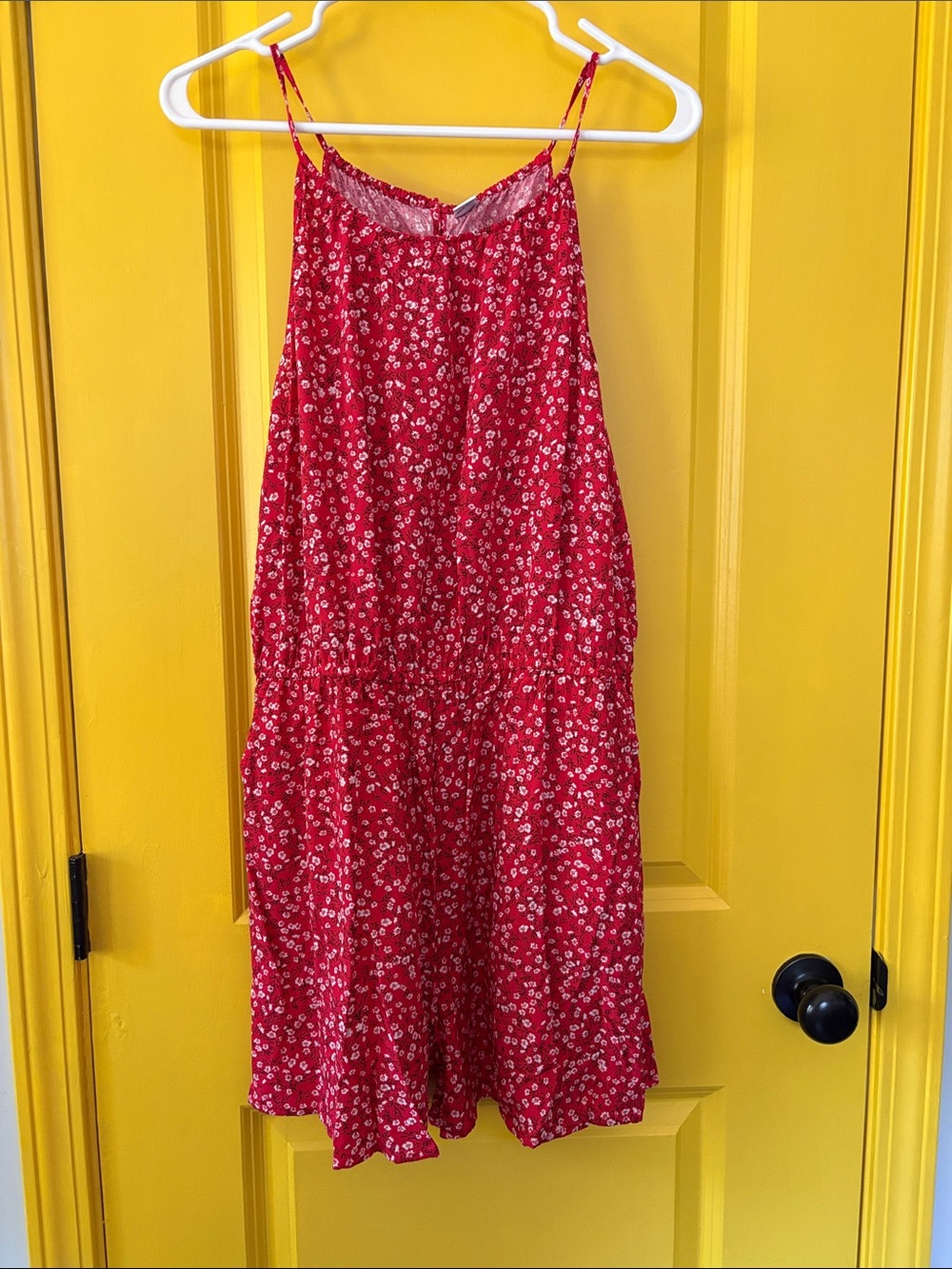 Red Floral with Spaghetti Straps Romper